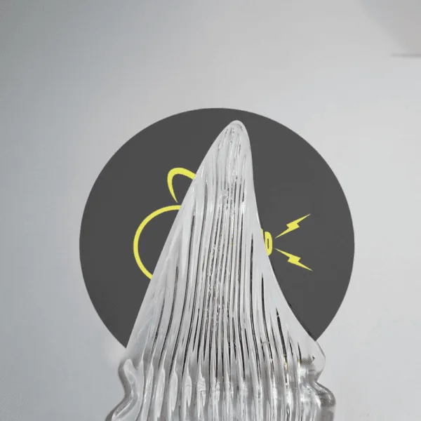 Top view of clear borosilicate glass bird-wing chandelier component showing tip and ridge – Jagmag Lights