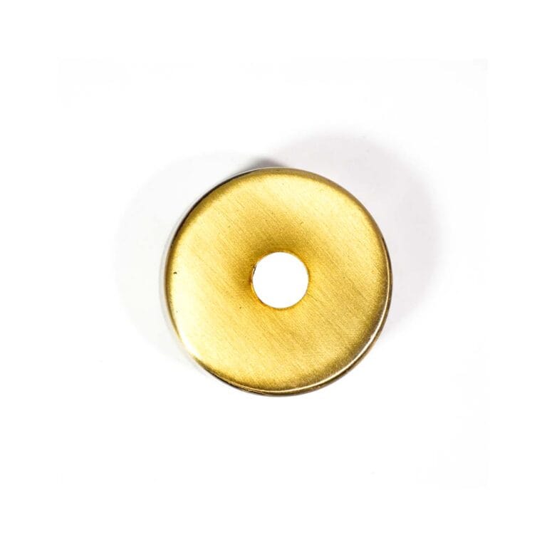 Gold candle cup cover, top view – brushed gold metal chandelier component with central hole – Jagmag Lights
