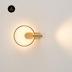 Gold-finish LED circle wall sconce with adjustable reading light