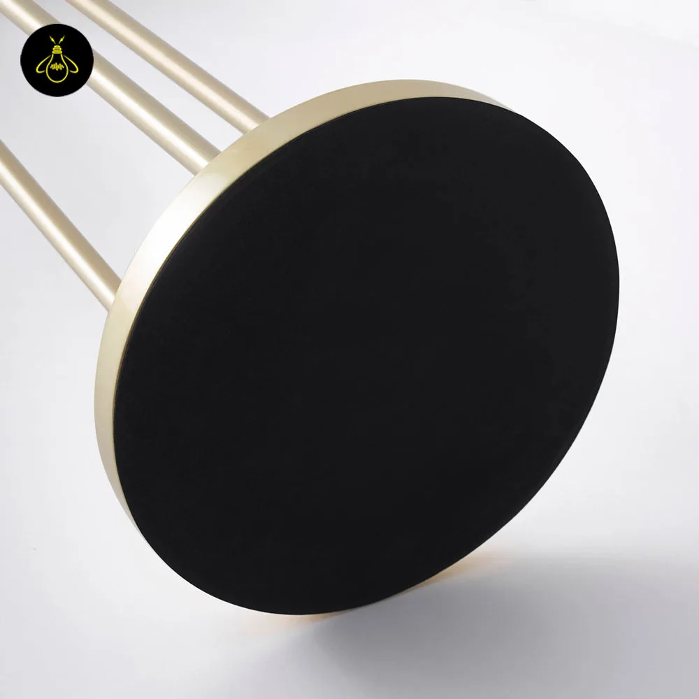 Triple Amber Glass Floor Lamp – 3-Light Gold Ribbed Glass Statement 11 Gold frame and round base detail of the triple amber glass floor lamp