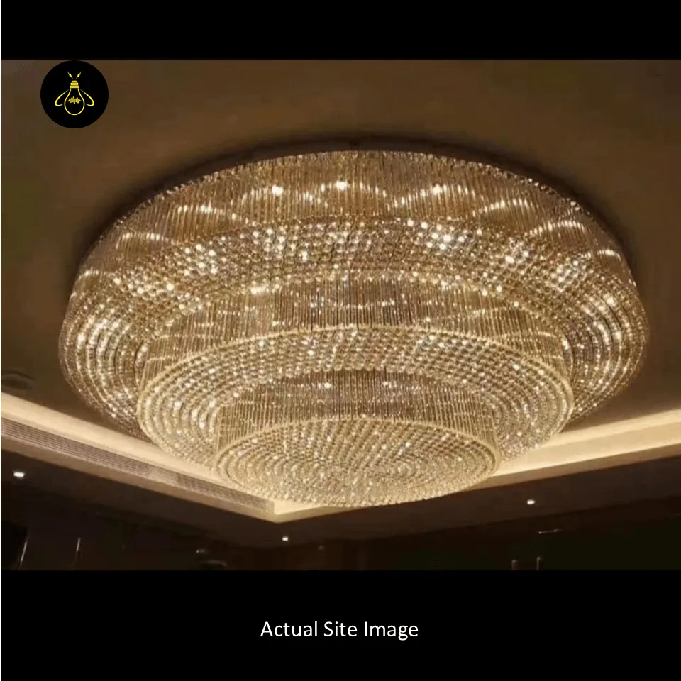 Crystal Ceiling Chandelier – Round Flush-Mount K9, 6 Sizes 11 Handmade crystal ceiling chandelier with faceted crystal balls and prism batons