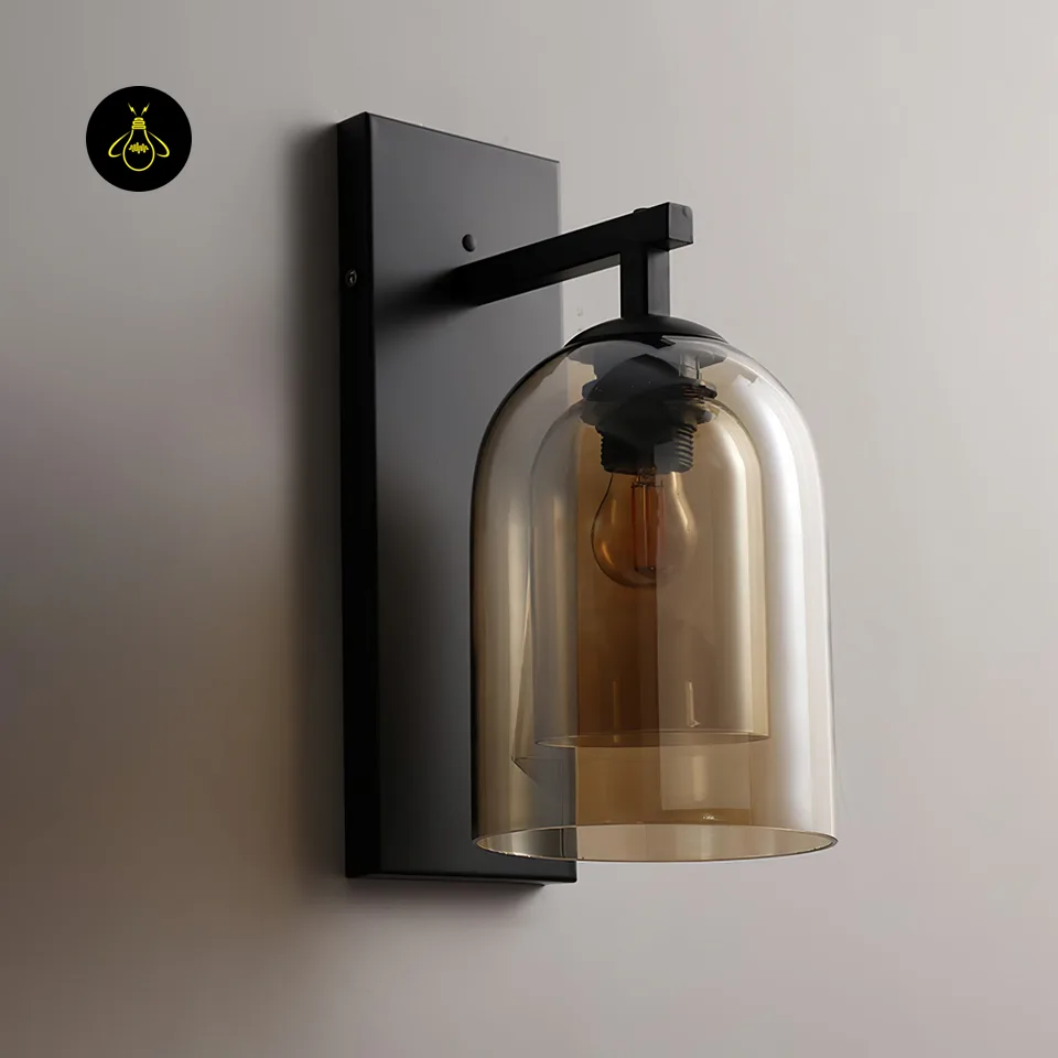 Fancy Lights for Wall – Smoke Grey Double-Glass Tubular Sconce 2 Decorative smoke grey glass wall light for indoor living room and bedroom walls