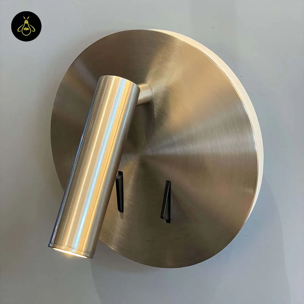 Wall Mounted Reading Light – LED Double Light, Chrome Finish 7 Wall lamp for bedroom switched off: brushed chrome finish on 304-grade stainless steel, spot angled down