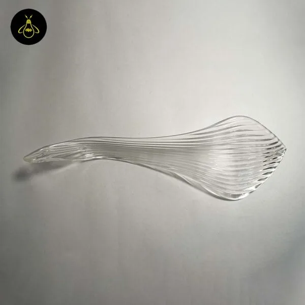 Tall clear borosilicate snake plant glass leaf, front view