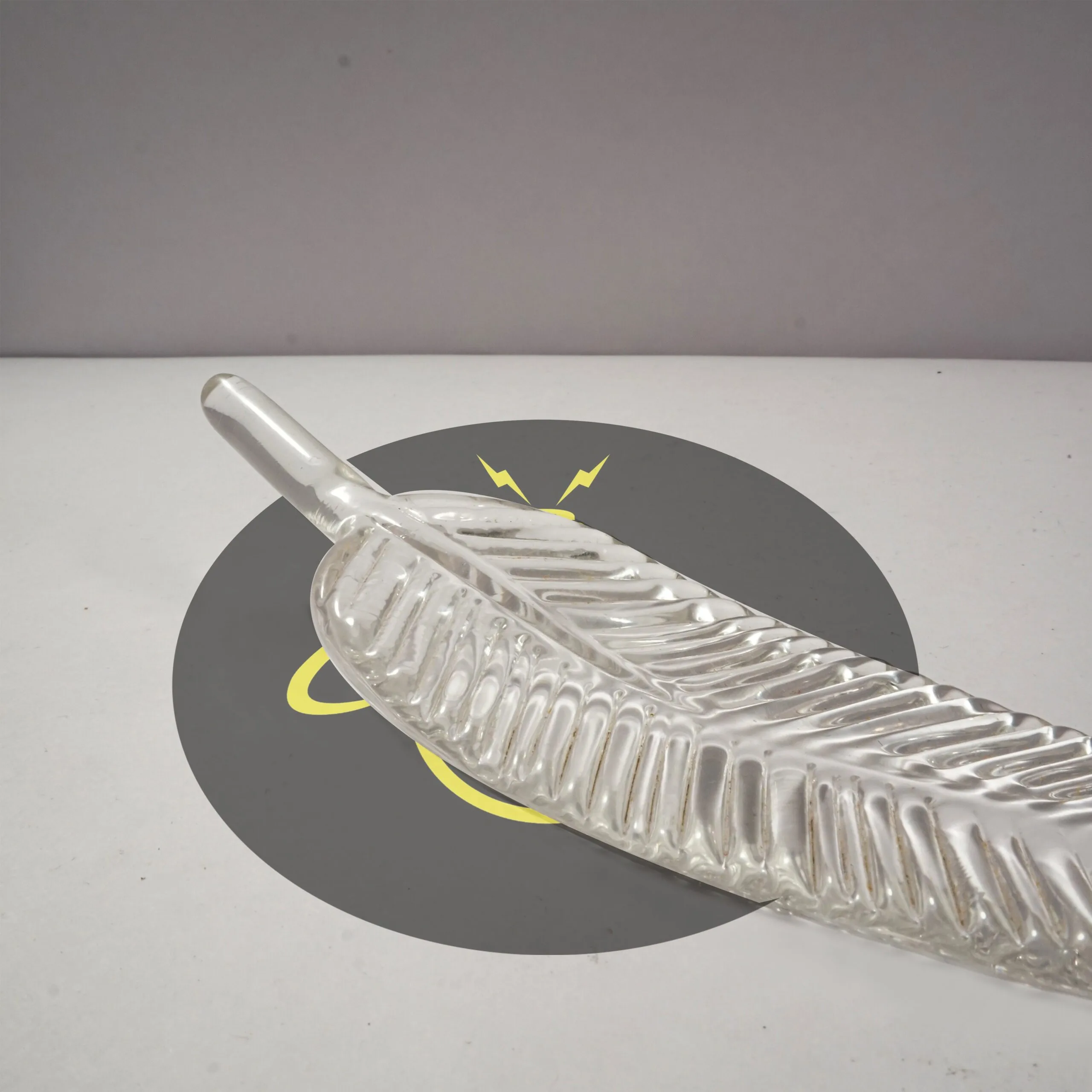 Clear Glass Leaf Chandelier Component – Ashok Borosilicate 220mm 4 Clear glass leaf chandelier component on white background