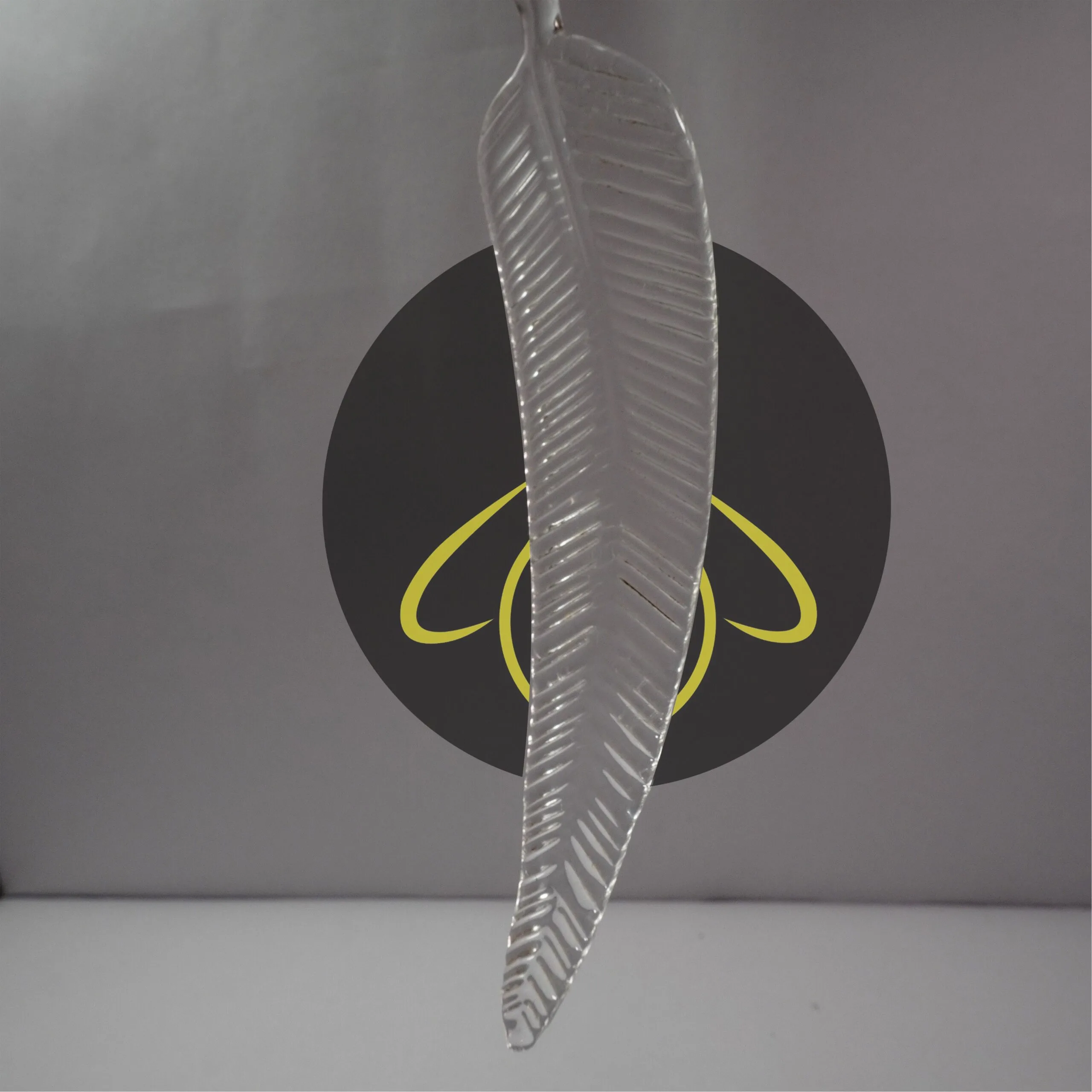 Clear Glass Leaf Chandelier Component – Ashok Borosilicate 220mm 6 Clear borosilicate glass leaf lighting component for jhumars, side view