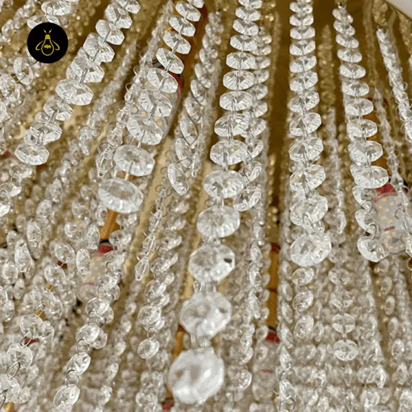 Surface-mounted crystal chandelier as an indoor ceiling light fixture