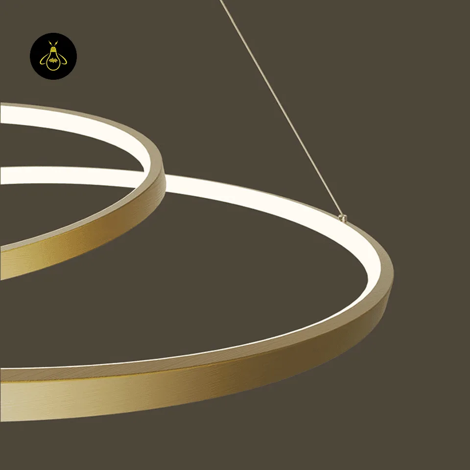 Spiral Ring Chandelier – 62 cm Integrated LED, 3 Finishes | Jagmag Lights 8 Spiral ring chandelier unlit close-up of the copper-finish metal band