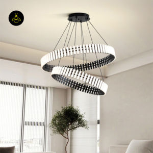 Jagmag Lights black ceiling ring chandelier installed