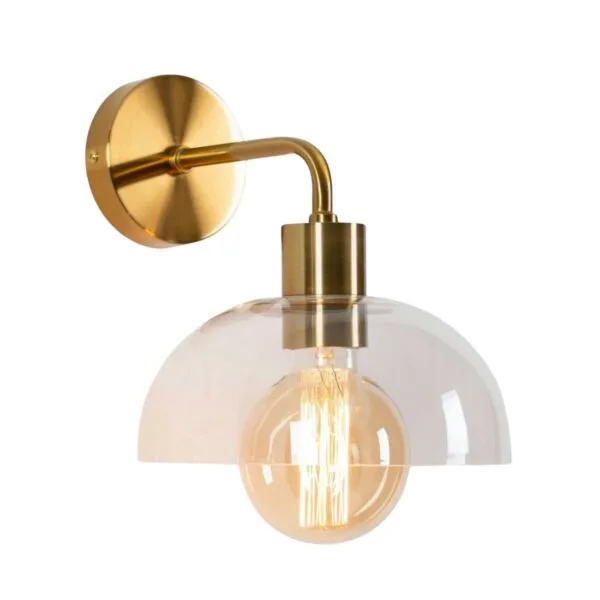 Dome Wall Light – Clear Borosilicate Glass Sconce, Antique Brass Finish — 3D preview