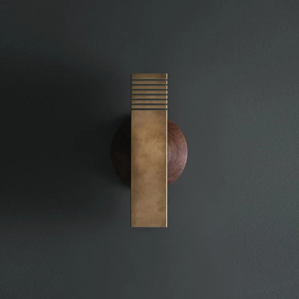Boundary wall light in antique brass-finish steel for outdoor gates and facades