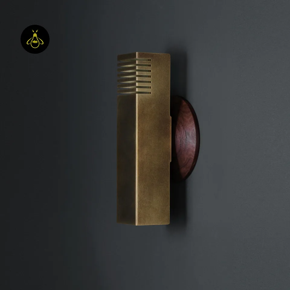 Boundary Wall Light – Brass-Finish Up & Down Sconce, 10.5 in 5 Boundary wall light mounted on a hotel facade for modern outdoor lighting