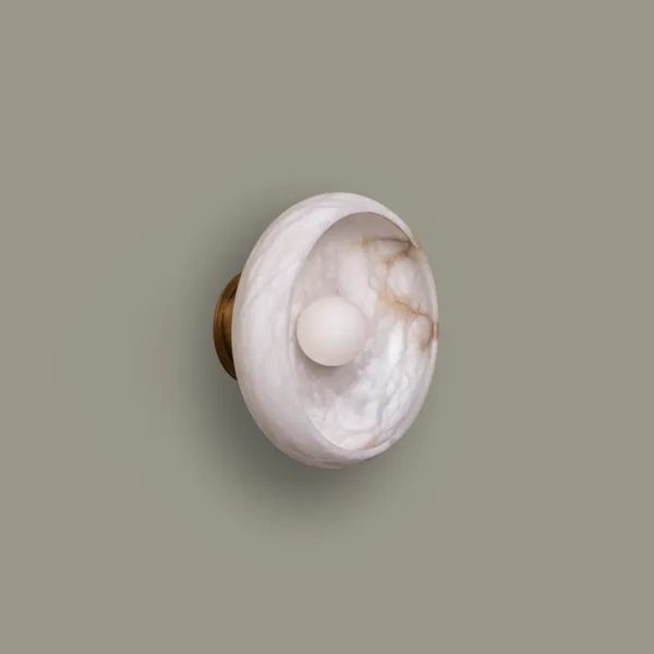 Round Wall Sconce in Alabaster – Opal Globe Centre, 27 cm — 3D preview