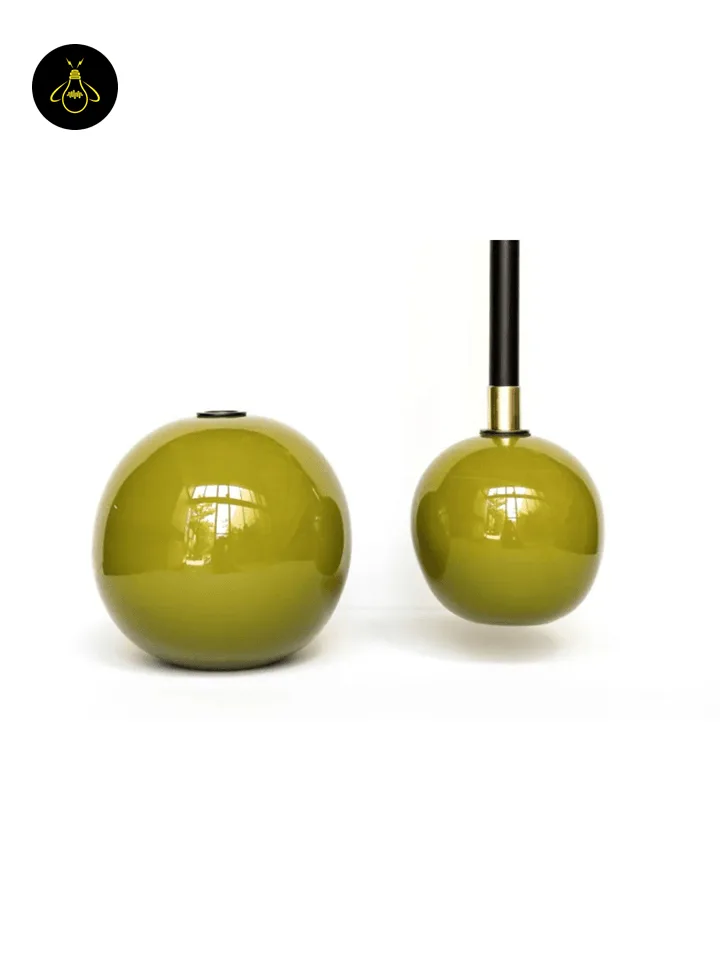 Cluster Chandelier – 15-Light Glass Globe Bronze Branch Design, 140 cm 8 Olive green glass globe shade for the bronze branch cluster chandelier