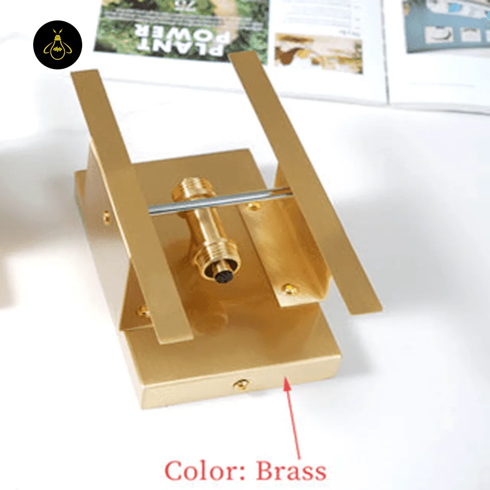 Linear Alabaster Wall Light – 50 cm Natural Stone Sconce 11 Gold-finish stainless steel backplate and side bars of the linear alabaster wall light with its bulb holder, stone removed