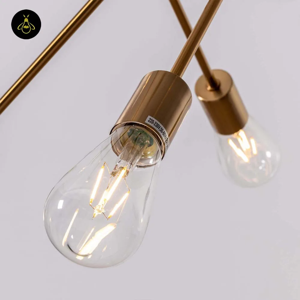 Linear Brass Chandelier – 8-Light Clear Glass, 60 cm 6 Linear brass chandelier for living and dining rooms