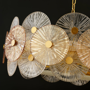 Luxury gold metal fluted glass chandelier by Jagmag Lights