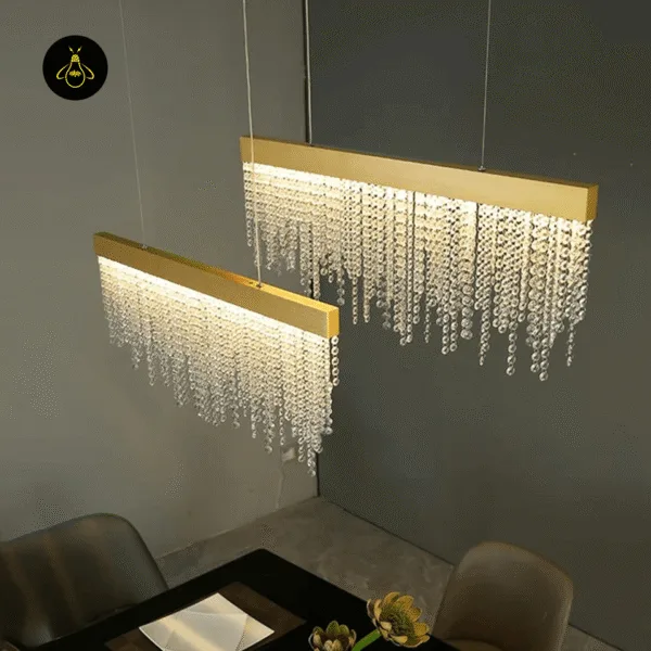 Luxury crystal chandelier with cascading strands for dining rooms