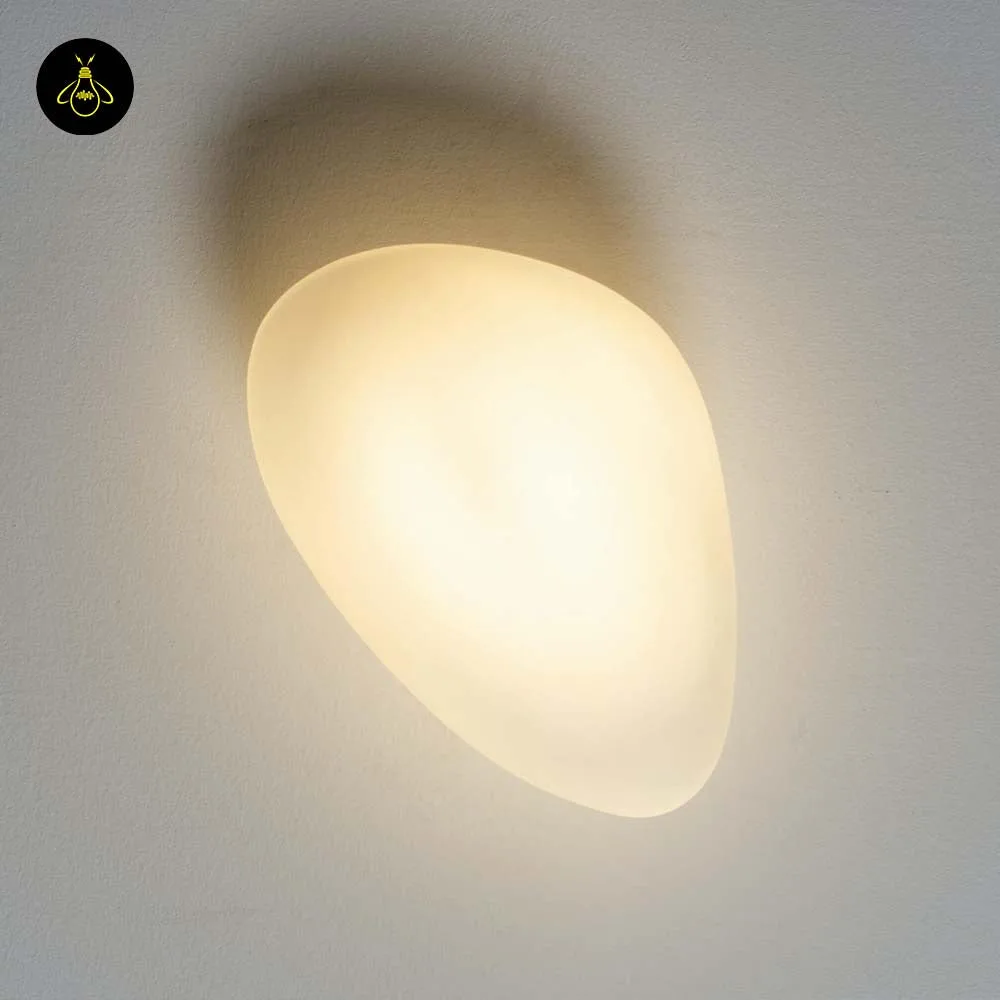 White Opaline Wall Light – Veglia 25 cm Glass Disc 9 White LED wall light in opaline glass, crafted in India