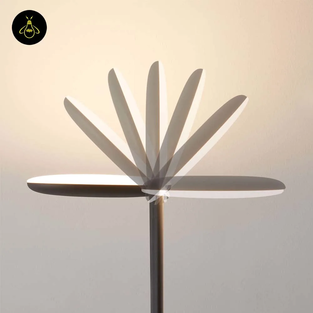Black LED Floor Lamp – Kalena 182 cm Adjustable Head, 30W Warm White 12 Matte black LED floor lamp with adjustable head styled in a bedroom setting