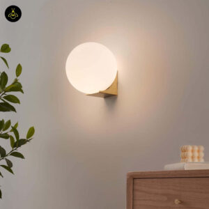 Glass Ball Wall Light – Minimal Gold Base | Minimalist Wall Lamp for Living Room, Bedroom | Jagmag Lights