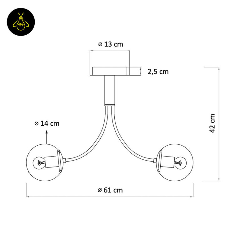 Matte-black 6-light glass chandelier semi-flush mounted on a modern ceiling