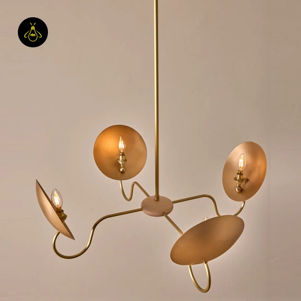 Wood and Brass Chandelier – Arlo 4-Light Bronze Reflectors 10 Arlo wood and brass chandelier design for modern rustic interiors