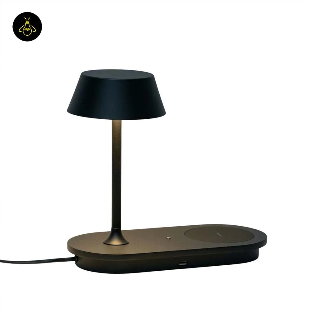 LED Table Lamp with Wireless Charging Pad – Matte Black 6 Compact matte black LED table lamp with wireless charging pad