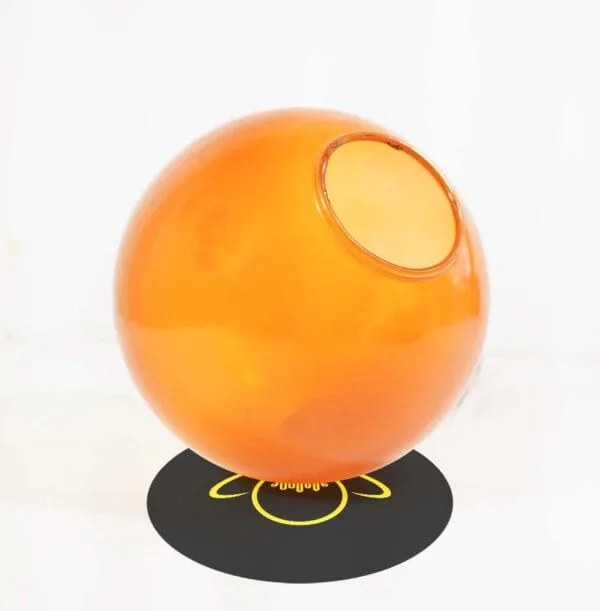 Open-top fitter view of 5 inch orange glass ball for chandelier socket – Jagmag Lights