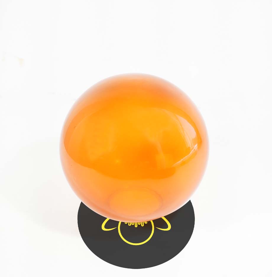 Orange Glass Ball for Chandelier – 5 Inch Round Borosilicate Globe 4 Top view of 5 inch orange glass ball chandelier component, glossy amber – Jagmag Lights