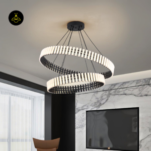 PMMA-diffused ring chandelier lighting close-up
