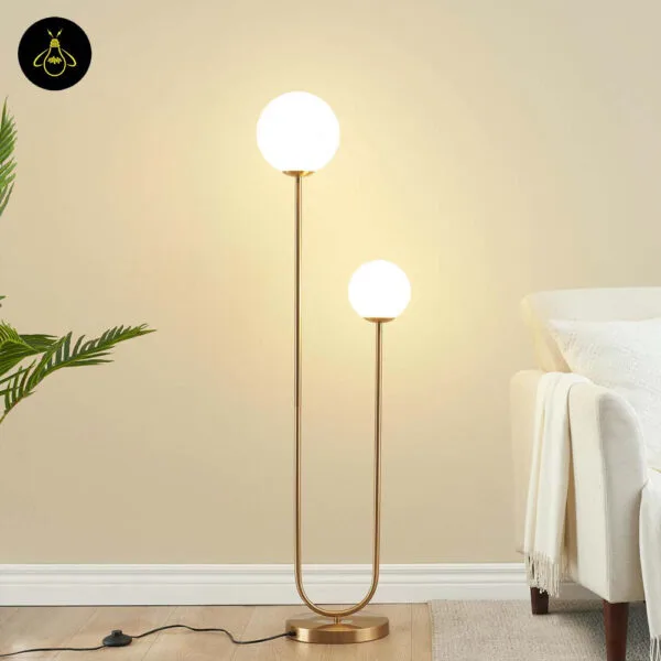 Premium brass and opal borosilicate glass floor lamp