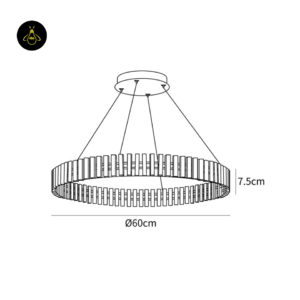 Round LED ring chandelier jhumar in black finish