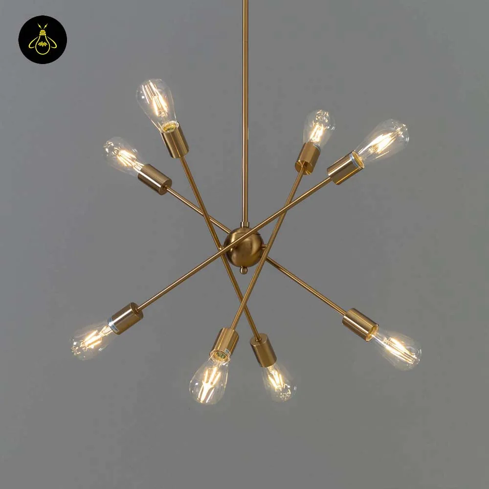 Linear Brass Chandelier – 8-Light Clear Glass, 60 cm 10 Brass-finish linear chandelier ceiling canopy detail