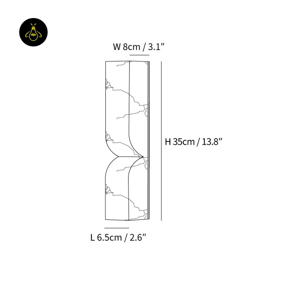 Alabaster Up and Down Wall Light – Carved Natural-Stone Sconce, 35 cm 11 Alabaster up and down wall light dimensions: 35 cm height, 8 cm width, 6.5 cm projection
