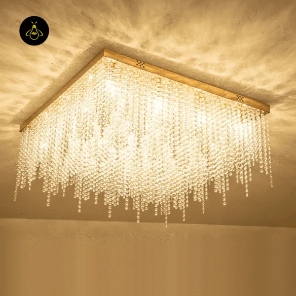 Stainless steel crystal chandelier for a dining room