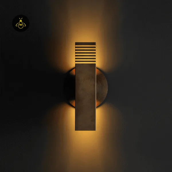 Up and down wall light lit, warm light washing up and down a dark wall
