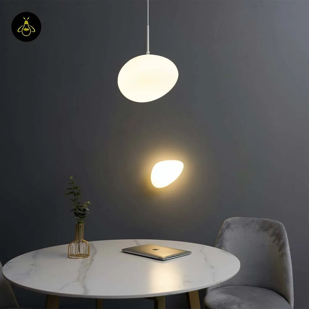 White Opaline Wall Light – Veglia 25 cm Glass Disc 2 White LED wall light giving a soft opaline glow in a commercial office interior