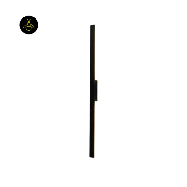 Slim LED wall light unlit on a white background, a vertical matte black bar with its wall-mount block
