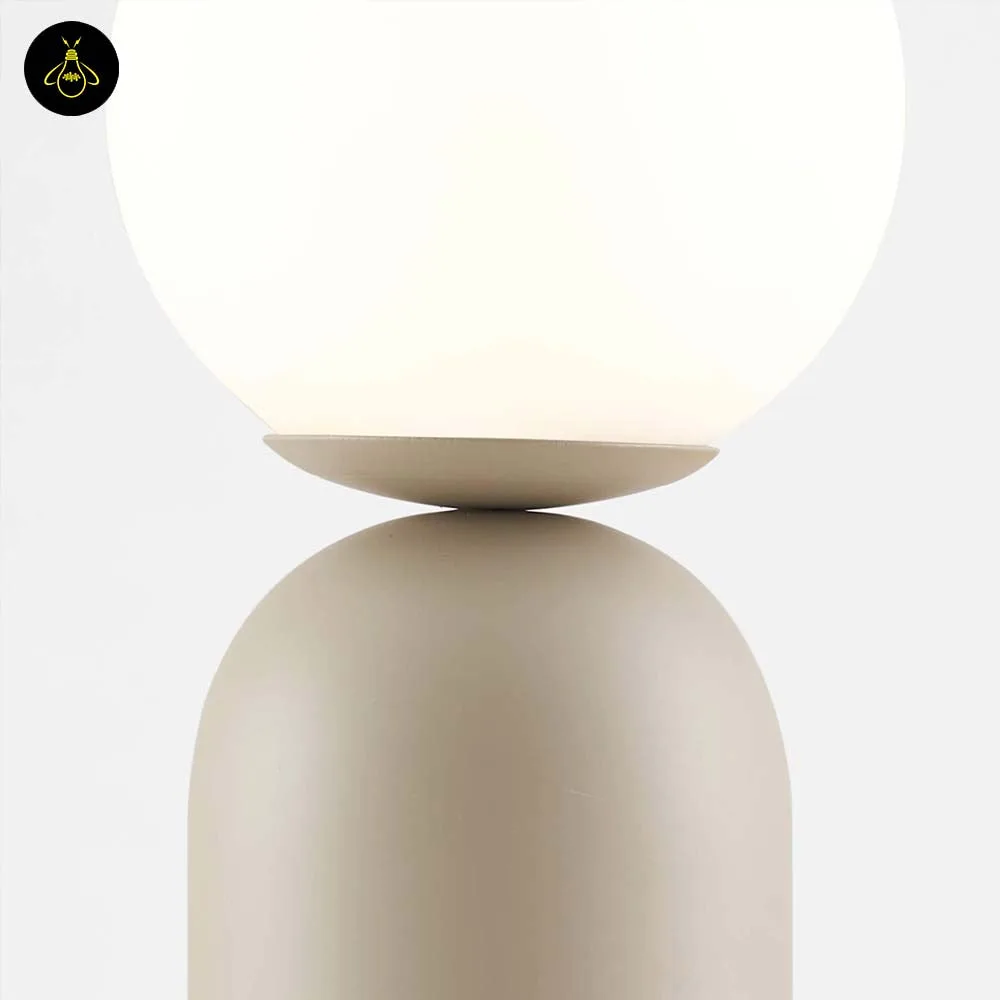 Taupe Table Lamp with White Globe – 42 cm Warm Accent Lamp 8 Warm 3000K glow from the taupe table lamp with white globe