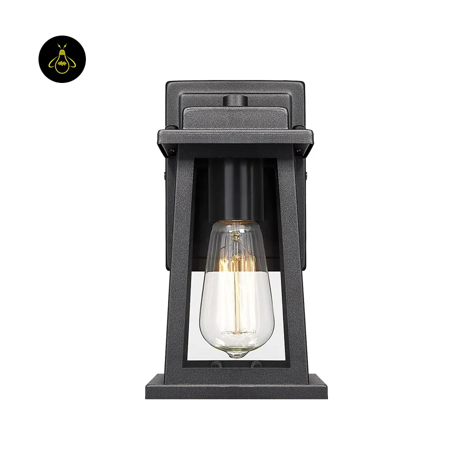 Outdoor Wall Lantern – 28 cm Black Metal & Clear Glass | Jagmag Lights 9 Sand-cast black outdoor wall lantern with clear glass for patio lighting – Jagmag Lights