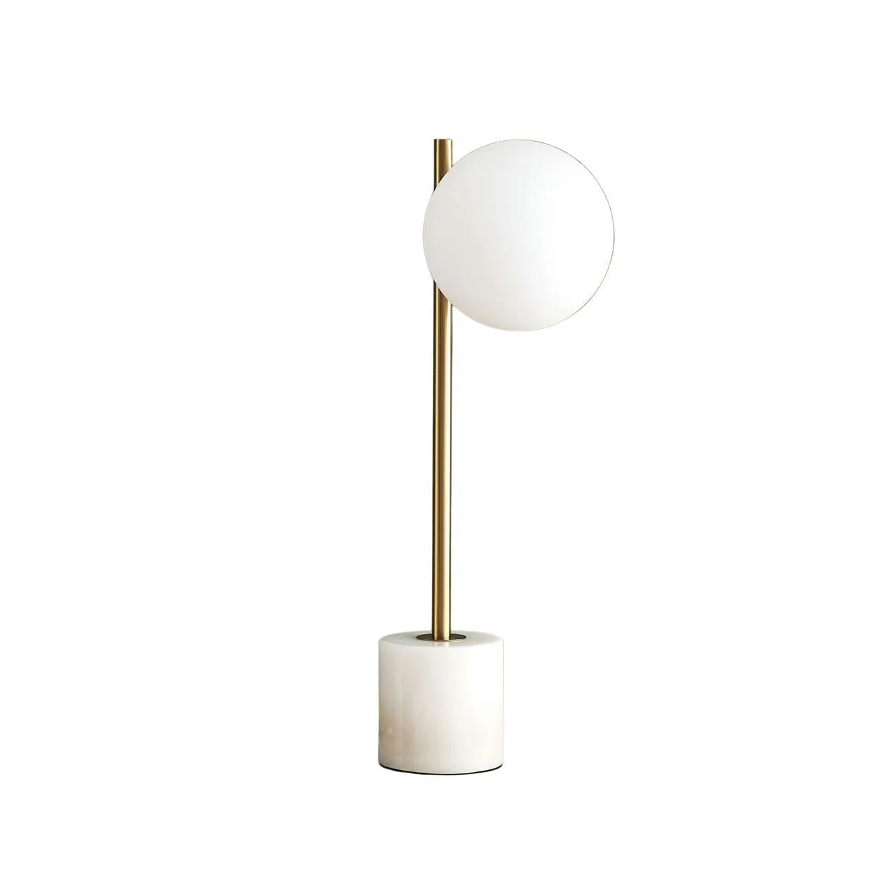 Marble Table Lamp with Opal Glass Globe – Brass Finish, 34 cm 10 Detail of the opal borosilicate glass globe on the marble table lamp