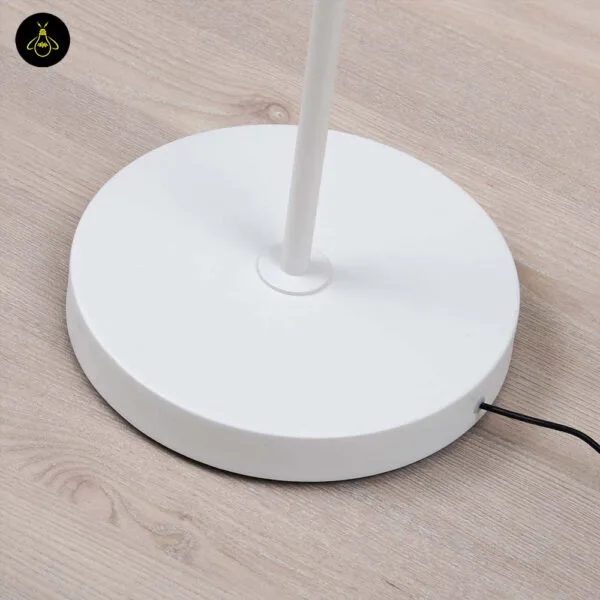 Round 25 cm base of the white LED floor lamp with adjustable head and matte white finish