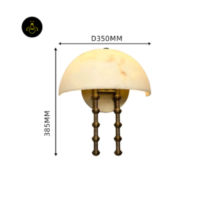Modern wall sconce dimension image showing 350 millimetre width and 385 millimetre height