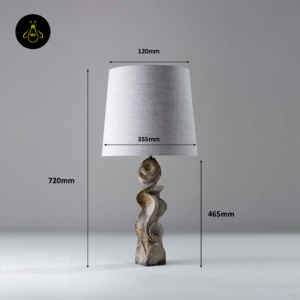Dorian table lamp dimensions image showing 720 mm height and 355 mm width with shade