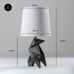 Origami wooden table lamp dimensions showing 540 mm height and 280 mm shade width