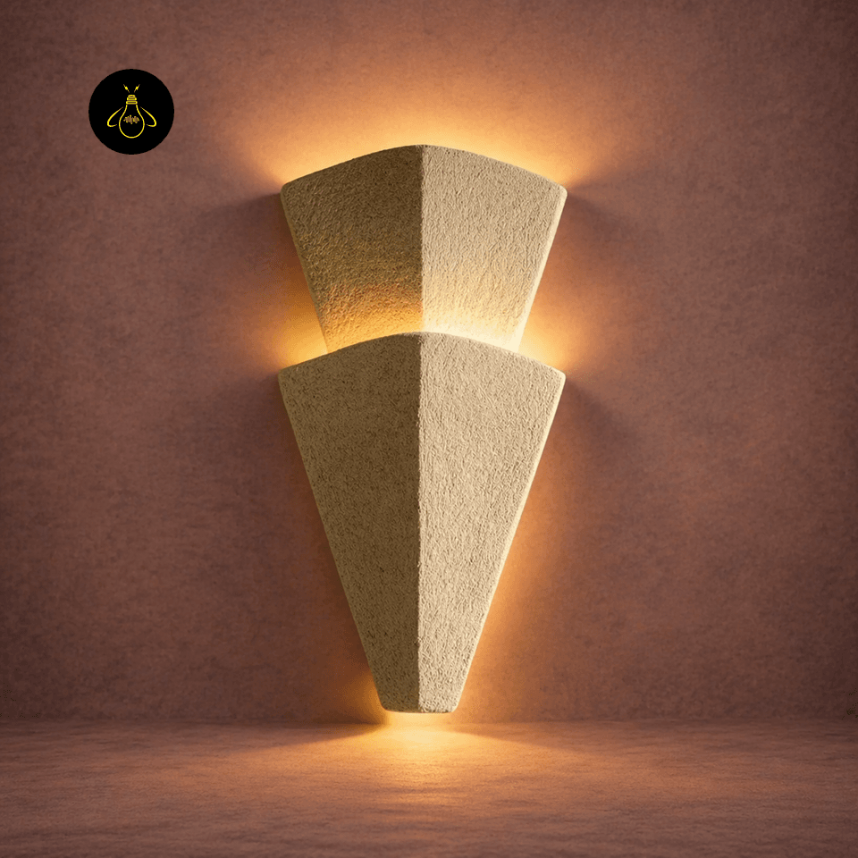 Decorative Wall Light – Textured Tiered Torch Sconce, 44 cm 2 Decorative wall light glowing up, down and from the center split with a warm ambient glow