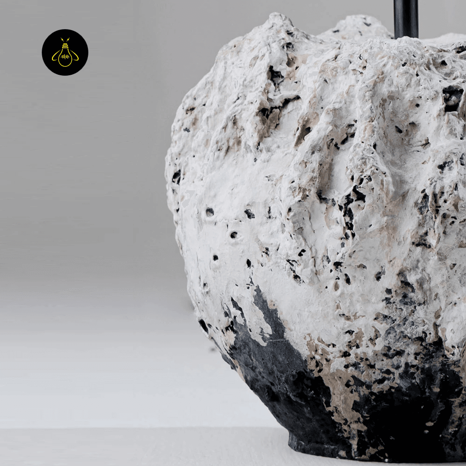 Wabi Sabi Table Lamp – Vela Sculptural Textured 55 cm 6 Detail of the hand-finished textured vessel base of the Vela table lamp