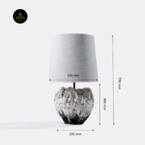 Designer table lamp dimension image showing overall height and width