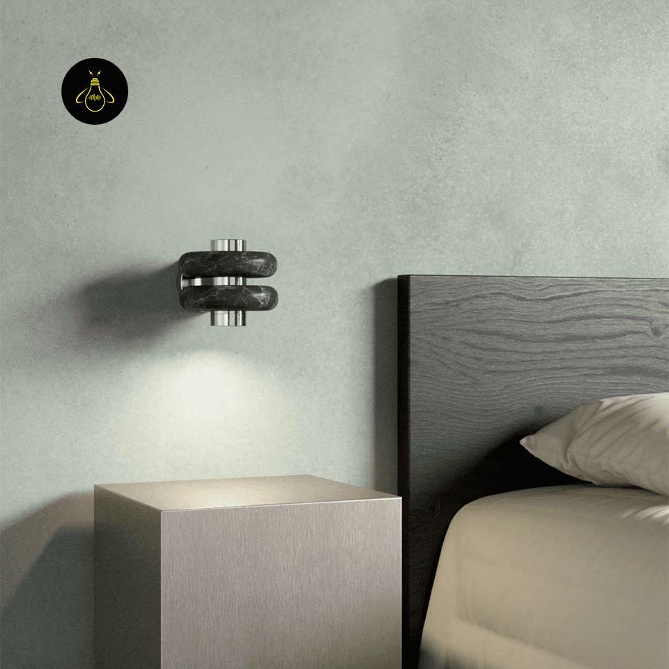 Green Marble Wall Light – Compact 16 cm Twin-Band | Verde Duo 7 Detail of the natural veining on the green marble wall light bands
